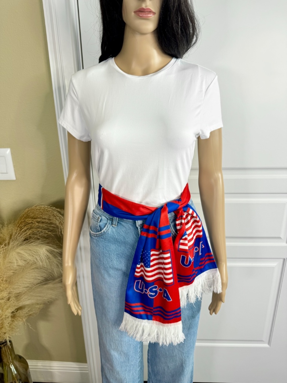 WORLD CUP AMERICAN FLAG UNISEX FRINGE PATRIOTIC SCARF - Picture 8 of 13